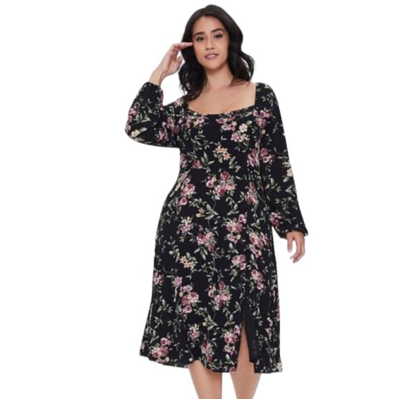 Forever 21 Plus Size Floral Print Midi Dress Size 0X - Picture 1 of 5